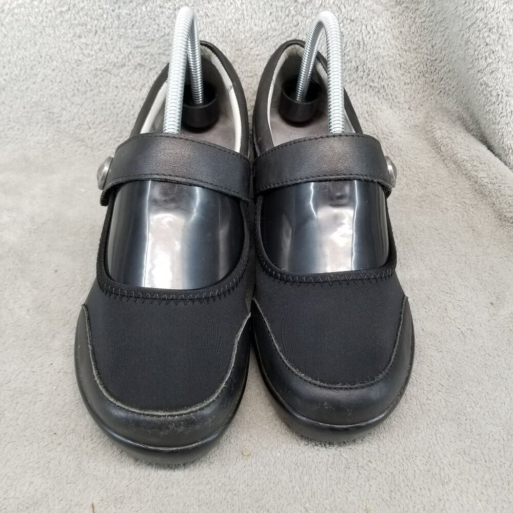 Alegria Shoes Womens EU 38 US 8-8.5 Maya Black Leather Mary Jane Clogs - Picture 3 of 13